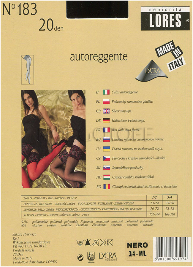 Жіночі панчохи з широкою мереживною гумкою LORES №183 20 autoreggente