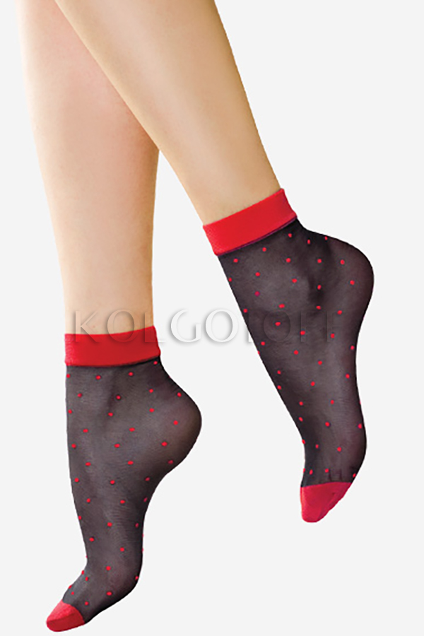 Шкарпетки жіночі з візерунком LORES Pois Rossi 20 calzino