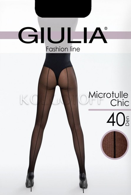 Колготки женские из микротюля со швом сзади GIULIA MICROTULLE CHIC 40