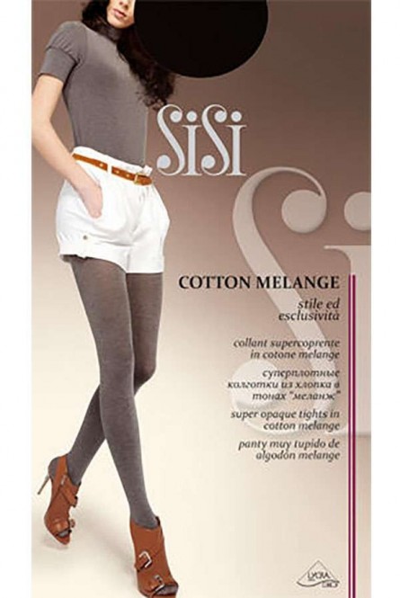 Тёплые хлопковые колготки с эффектом меланж SISI Cotton Melange