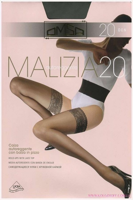 Чулки женские с кружевной резинкой на силиконовой основе OMSA Malizia 20