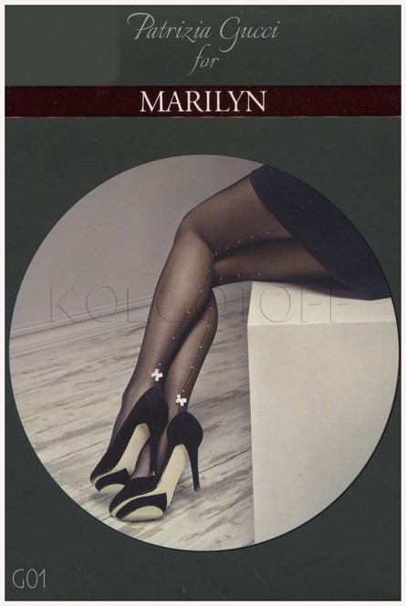 Колготки с имитацией шва и стразами MARILYN Gucci G 01