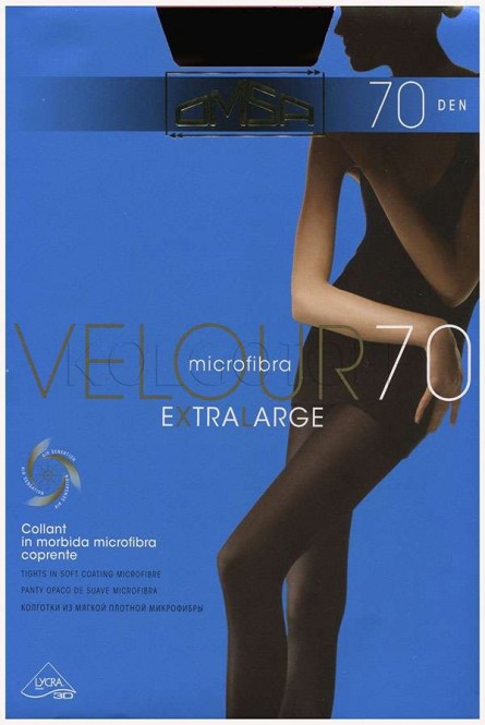 Колготки большого размера OMSA Velour 70 XL