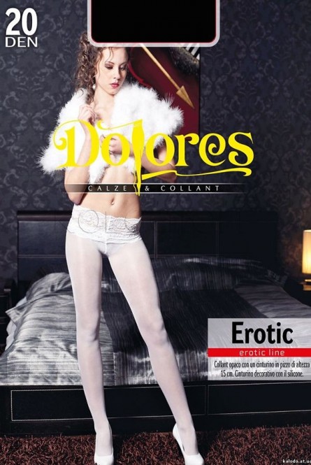 Женские колготки с широким ажурным поясом на силиконовой основе DOLORES Erotic 20 