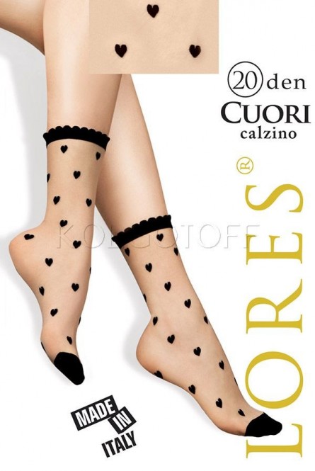 Женские носочки с узором в сердечко LORES Cuori 20 calzino