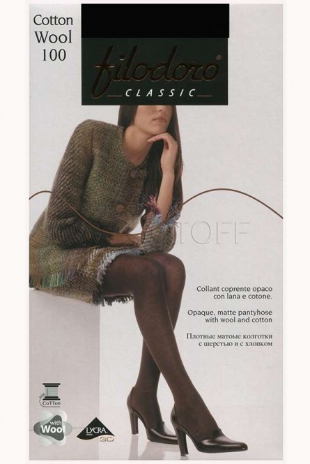 Колготки из хлопка и шерсти FILODORO Cotton Wool 100