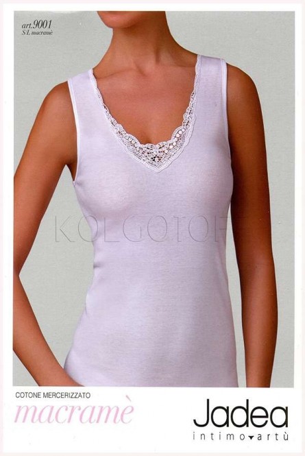 Женская хлопковая майка на широкой бретели JADEA by Intimo Artu 9001 S/L macrame