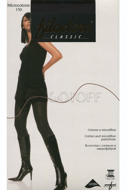 Тёплые женские колготки с хлопком и микрофиброй FILODORO Microcotone 150
