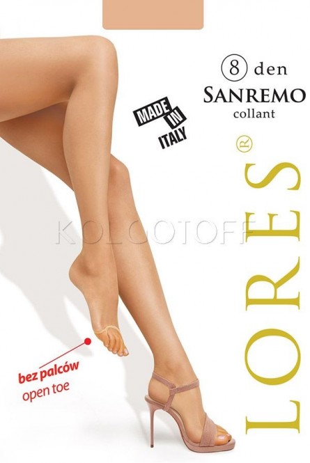 Женские ультратонкие колготки с открытыми пальцами LORES Sanremo 8 collant