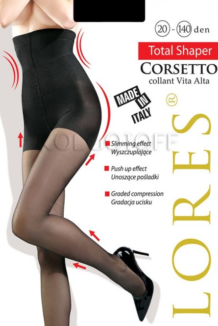 Колготки с высокими моделирующими шортиками LORES Corsetto 20-140 collant Vita Alta
