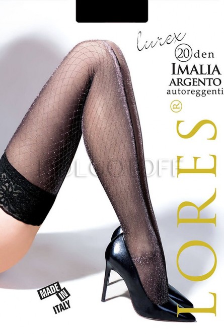 Женские чулки с люрексом LORES Imalia Lurex 20 argento autoreggenti