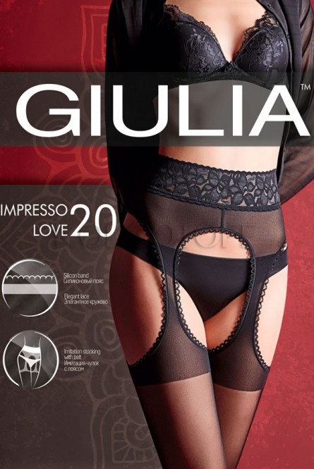 Колготки с имитацией чулок GIULIA Impresso Love 20