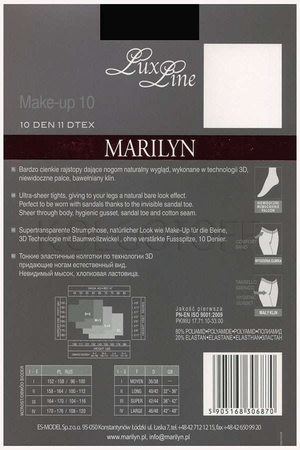 Ультратонкие колготки без шортиков MARILYN Make-Up 10